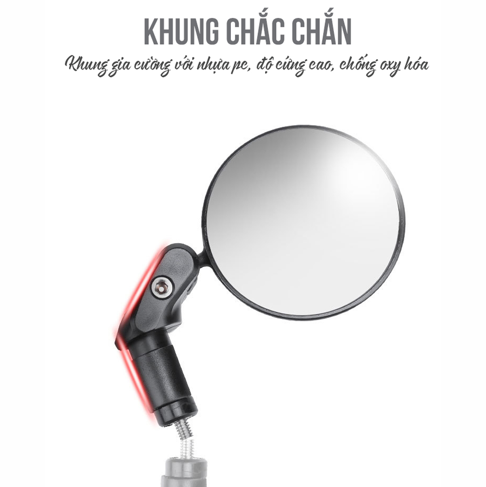 Gương Kính Chiếu Hậu Xe Đạp GXD-ML03 cho xe đạp có lỗ tay cầm phi 18-22mm xoay 360 Độ giúp quan sát phía sau xe đạp  (Mặt Gương Cầu Lồi) - Mai Lee