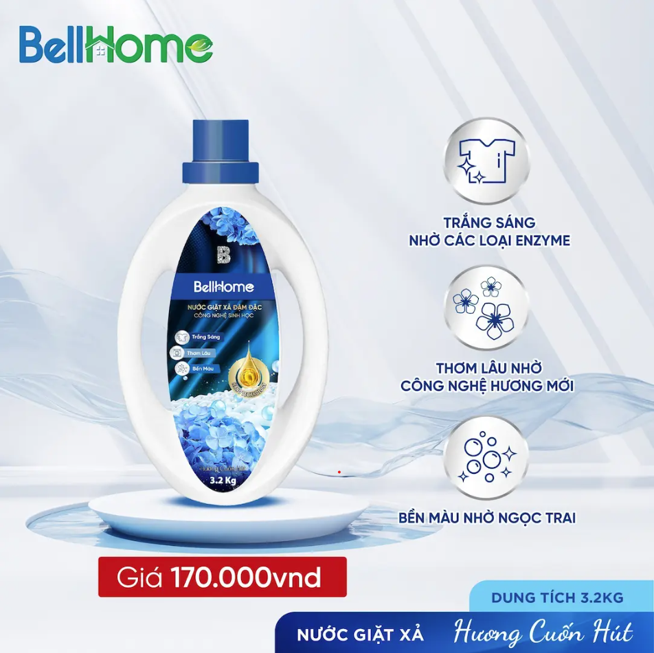 Nước Giặt Xả Công Nghệ Sinh Học Bell Home Hương Cuốn Hút 3,2KG