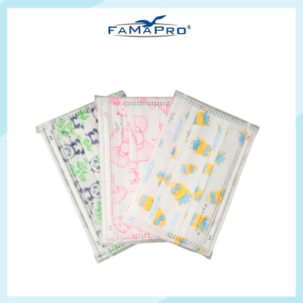 Khẩu Trang Y Tế Trẻ Em Cao Cấp Famapro Chính Hãng Nam Anh - Kháng Khuẩn 3 Lớp Hộp 50 Cái