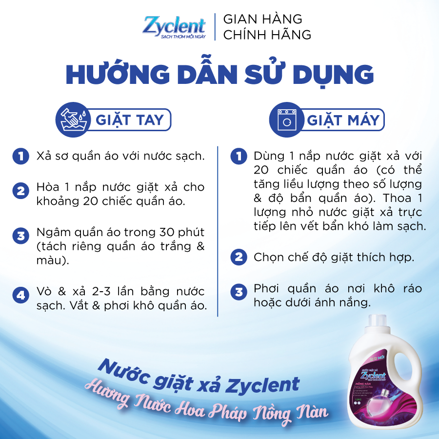 Thùng Nước Giặt Xả Zyclent Nồng Nàn - Hương Nước Hoa Pháp (2kg x 8 can)