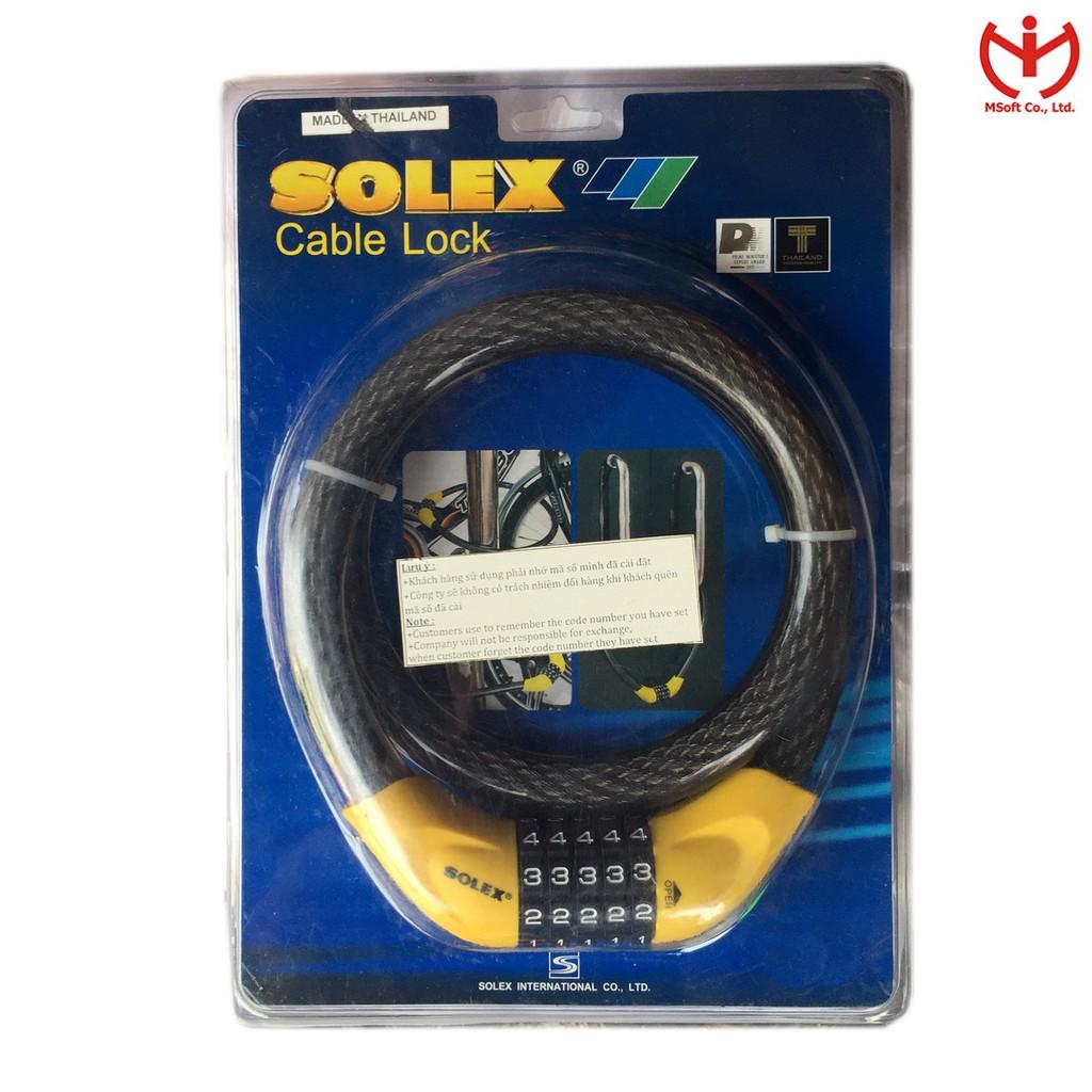 Khóa xe đạp 5 số SOLEX Thái Lan thân dây cáp 20mm x 1m - MSOFT