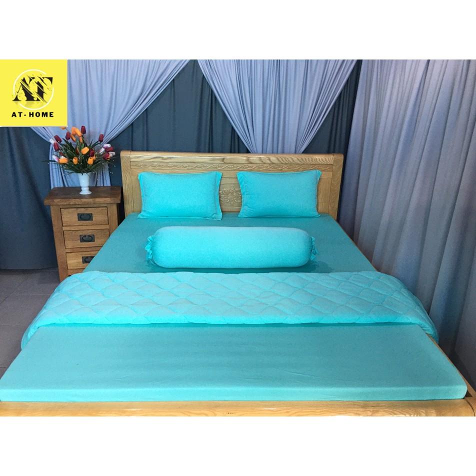 Bộ 4 Món Ga Gối Thun Mát Mềm Thun Lạnh Cao Cấp LAN PHAM BEDDING - Màu Xanh Ngọc