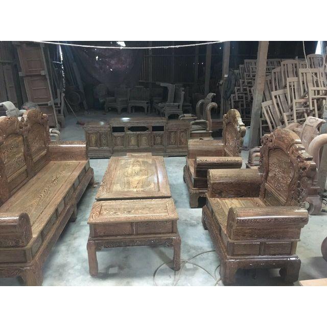 Combo bộ Khổng tử gỗ mun đuôi công &amp; kệ tivi