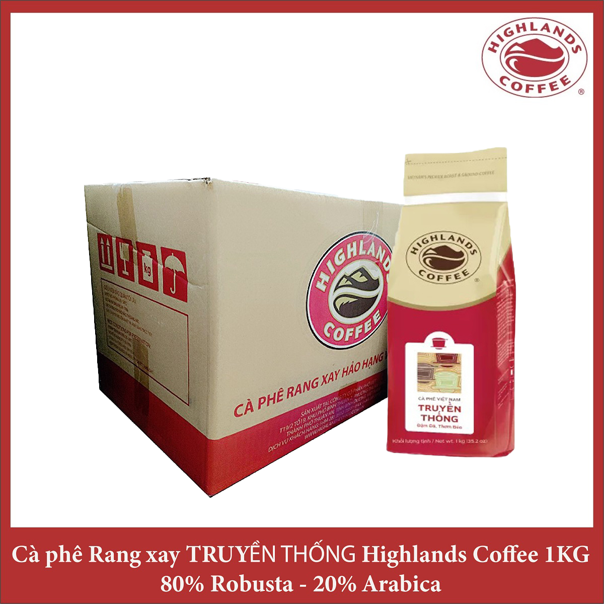 Thùng 15 KG Cà phê bột Truyền thống Highlands Coffee 1kg