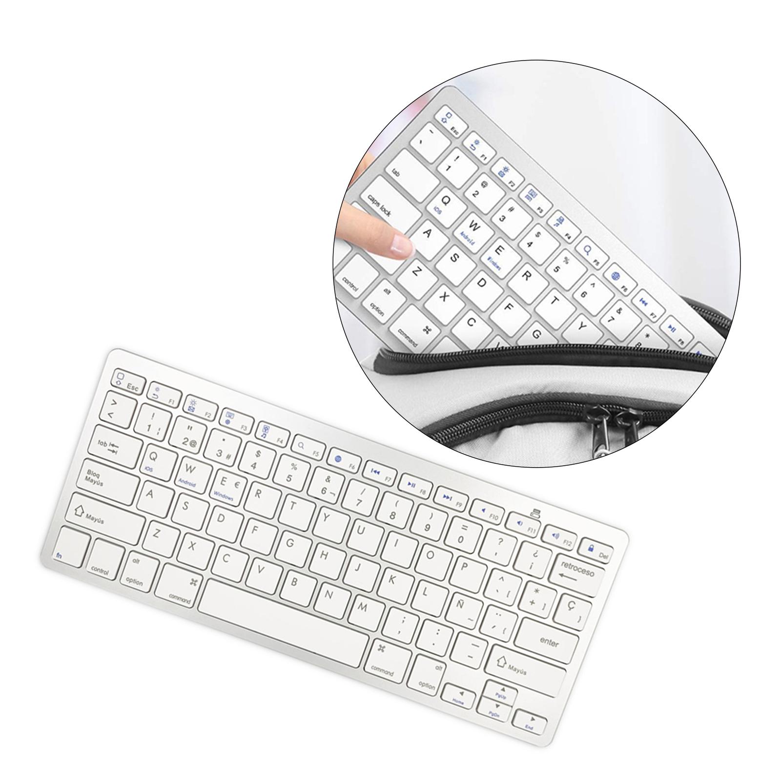 78-Key Spanish Wireless Bluetooth Keyboard Keypad for IOS/Android/Windows