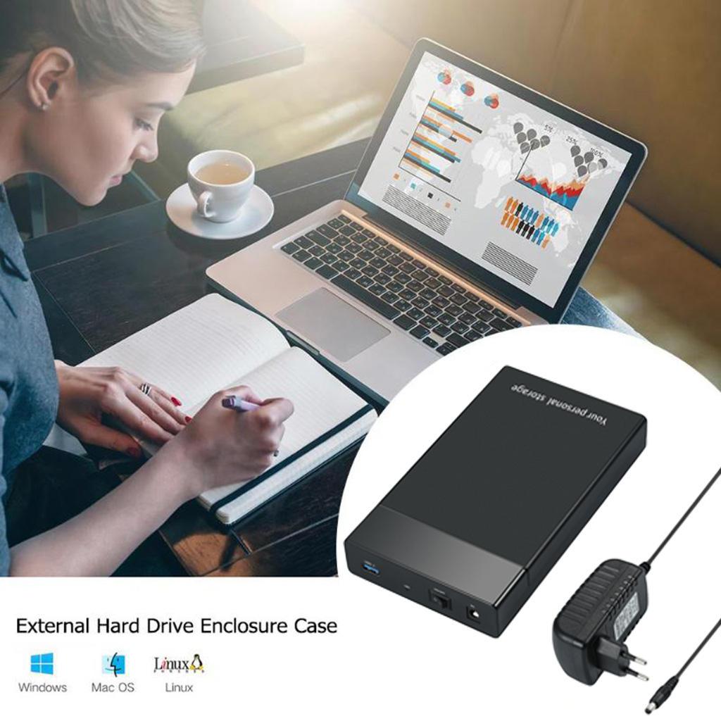 3.2/2.5 Inch Hard Drive Enclosure Adapter Case with Power Adapter for HDD EU