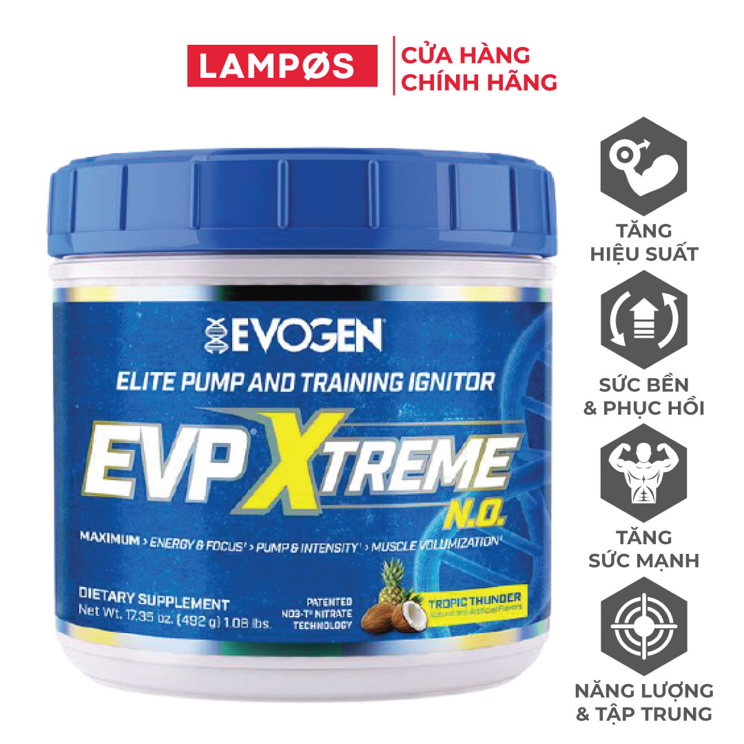 Evogen EVP-Extreme, Pre-Workout Hỗ Trợ Tỉnh Táo, Tập Trung Năng Lượng Trước Tập, Sức Mạnh, Sức Bền, Hộp 40 Lần Dùng