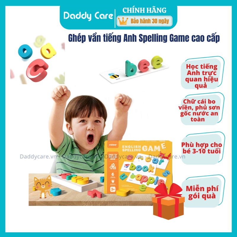 Bộ Xếp Hình Bảng Chữ Cái Ghép Vần Tiếng Anh Mideer English Spelling Game, Đồ Chơi Phát Triển Trí Tuệ