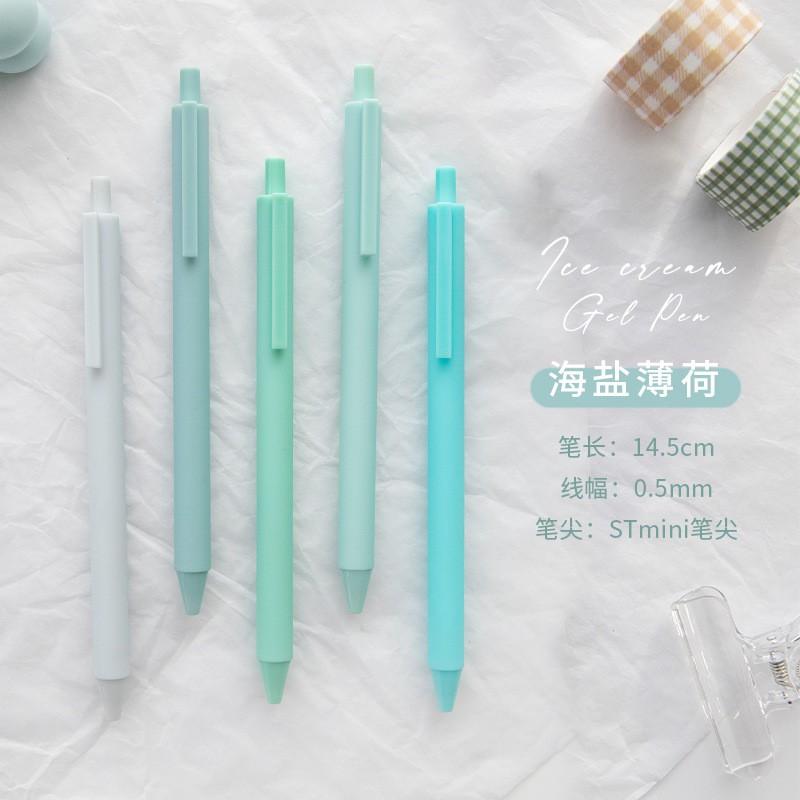 BỘ 5 CÂY BÚT BI NƯỚC MỰC ĐEN MÀU PASTEL NGỌT NGÀO