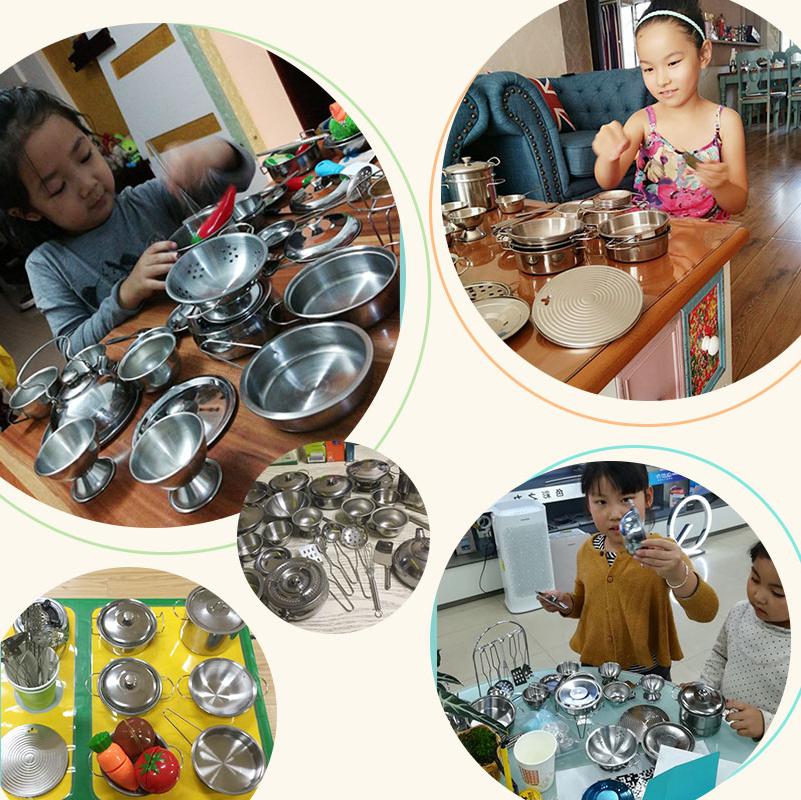 Bộ xoong nồi, bát, đũa và đồ dùng nấu ăn 40 chi tiết inox cho trẻ thỏa sức vui chơi, sáng tạo