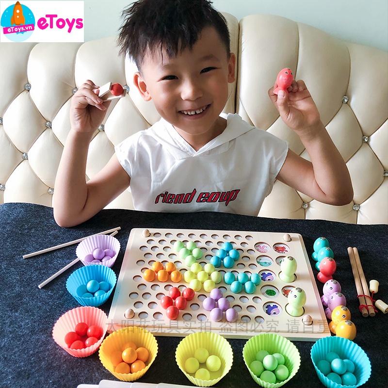 Đồ chơi thông minh Montessori gắp hạt kèm bát CÂU CÁ đa năng kích thích sáng tạo, đồ chơi phát triển trí tuệ
