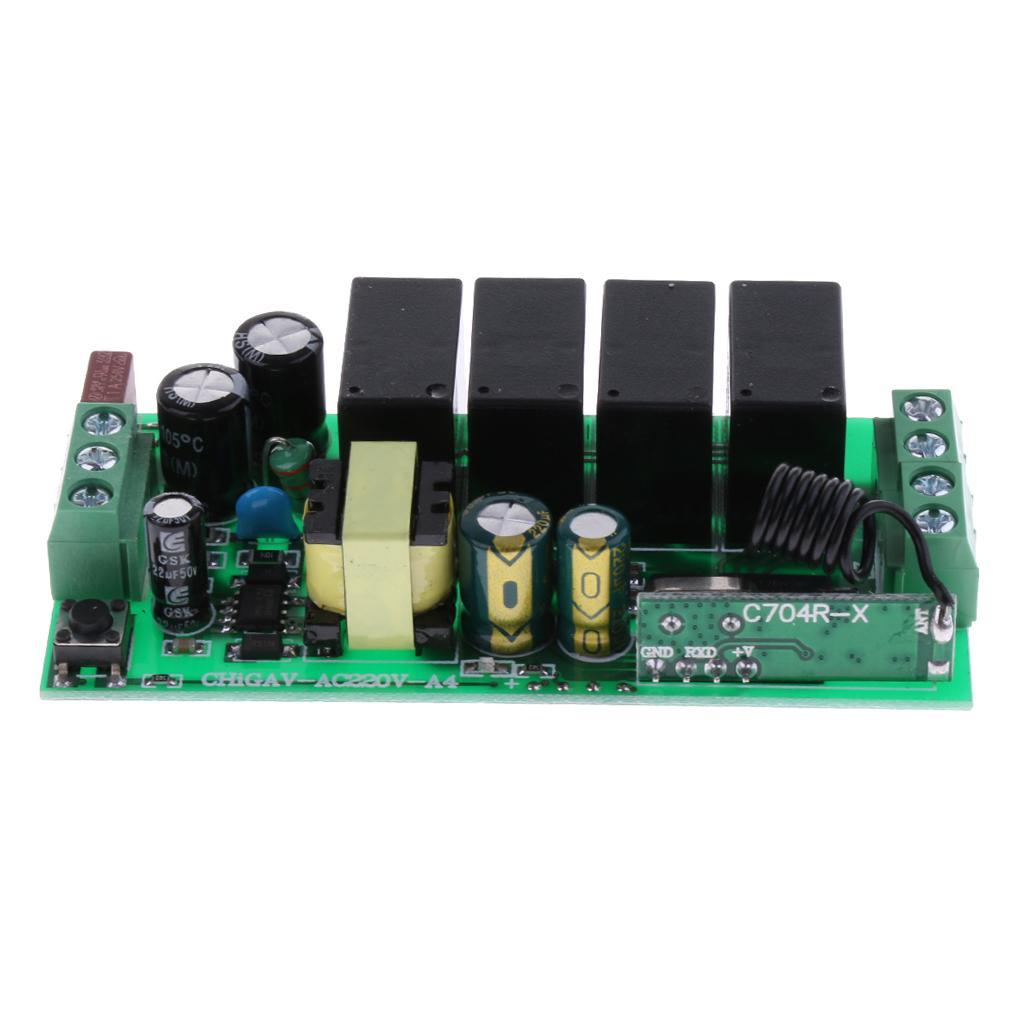 433MHz AC220V 4CH Channel Wireless RF 4 Relay Remote Control Switch Device