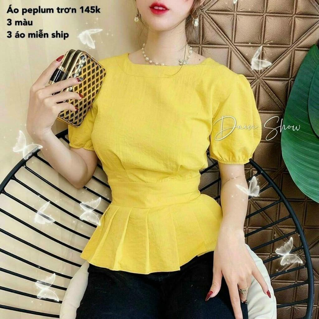 Áo peplum xòe eo tay bồng nữ tính  big size chất đẹp (60-90kg
