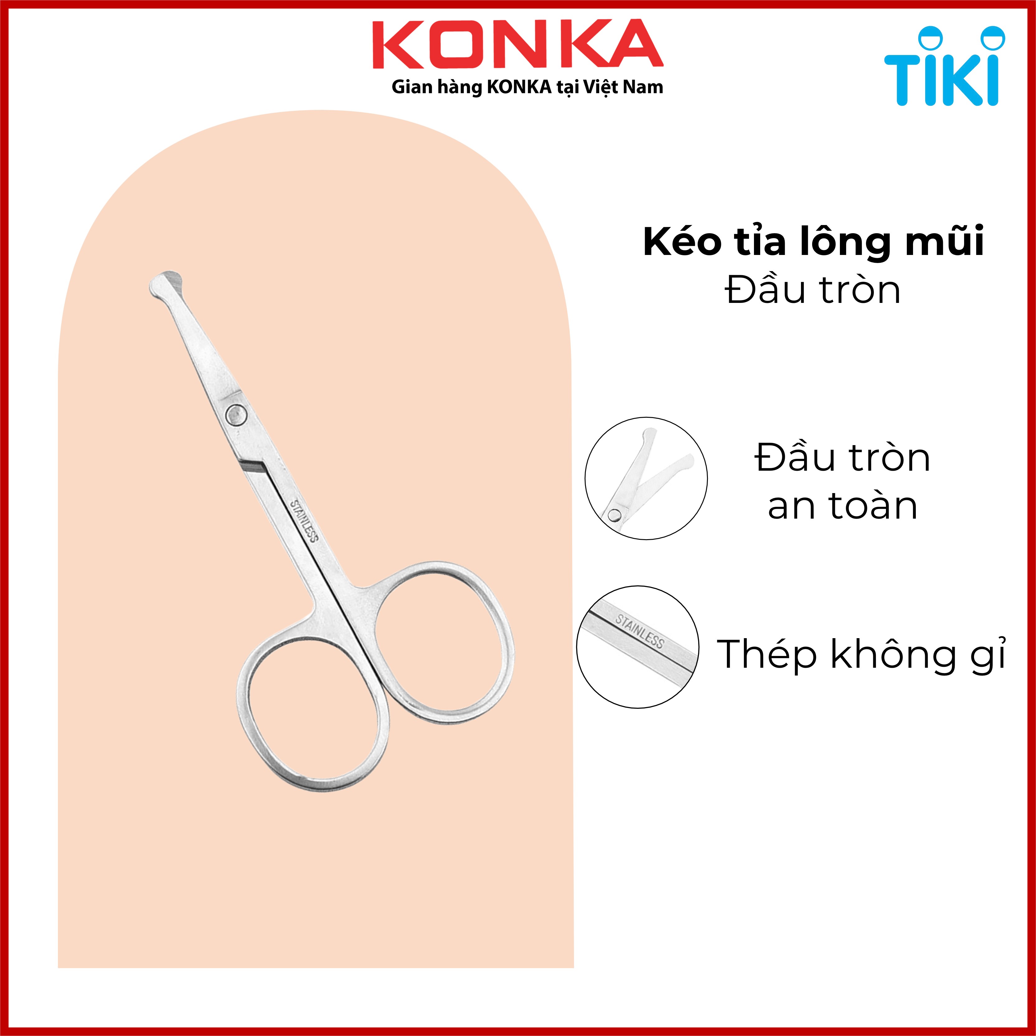 Kéo cắt tỉa lông mũi đầu tròn An Toàn, Thép Không Gỉ Cao Cấp, Thiết Kế Nhỏ - Gọn - Nhẹ - An toàn