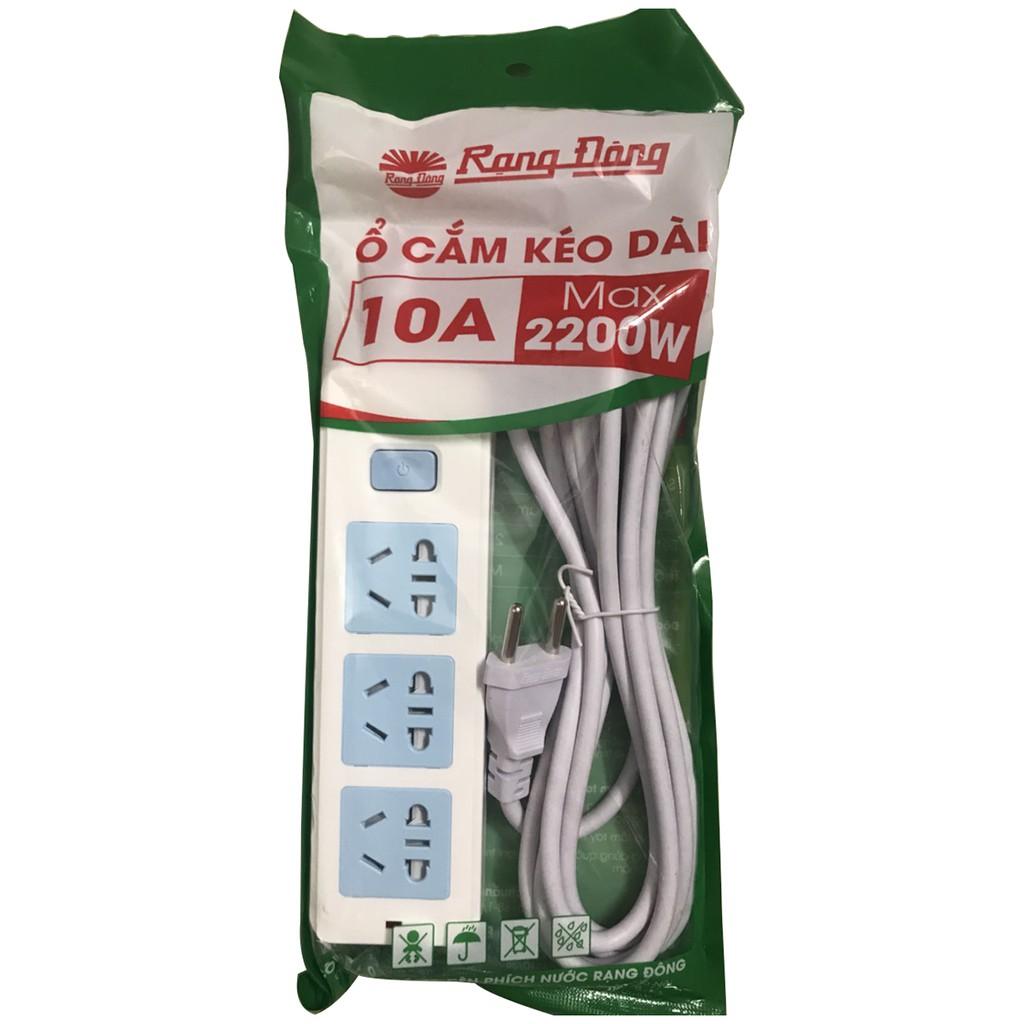 Ổ cắm kéo dài 2200W - 10A ~250V Rạng Đông, 3 ổ, dây 3m