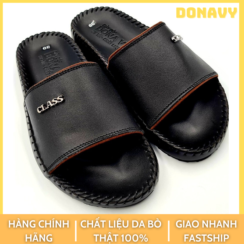 Dép Quai Ngang Da Bò Thời Trang May Full Quai Và Đế Bao Chắc Chắn
