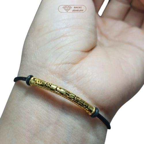 Vòng tay charm, dây cước đỏ xỏ vòng mix charm vàng, vòng tay may mắn