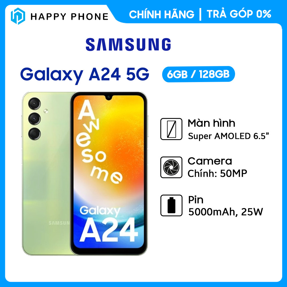 Điện thoại Samsung Galaxy A24 (6GB/128GB) - Hàng chính hãng - ĐÃ KÍCH HOẠT BẢO HÀNH ĐIỆN TỬ