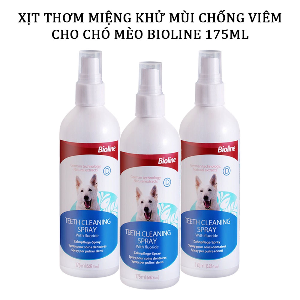 Chai Xịt Thơm Miệng Khử Mùi Hôi Và Hỗ Trợ Trị Viêm Nướu Cho Chó Mèo Bioline 175ml