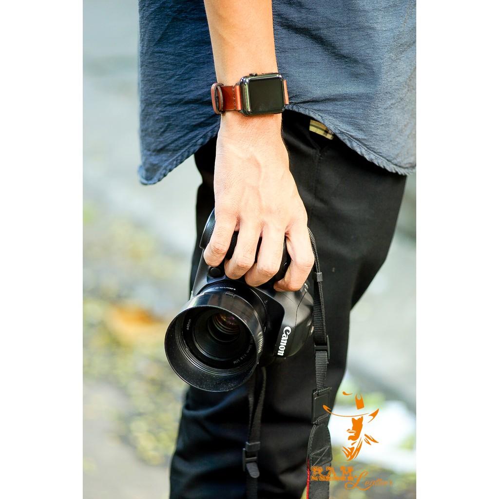 DÂY APPLE WATCH DA BÒ NÂU ĐỎ – RAM SIMPLE 3-ĐỦ SIZE APPLE WATCH 38/40, 42/44