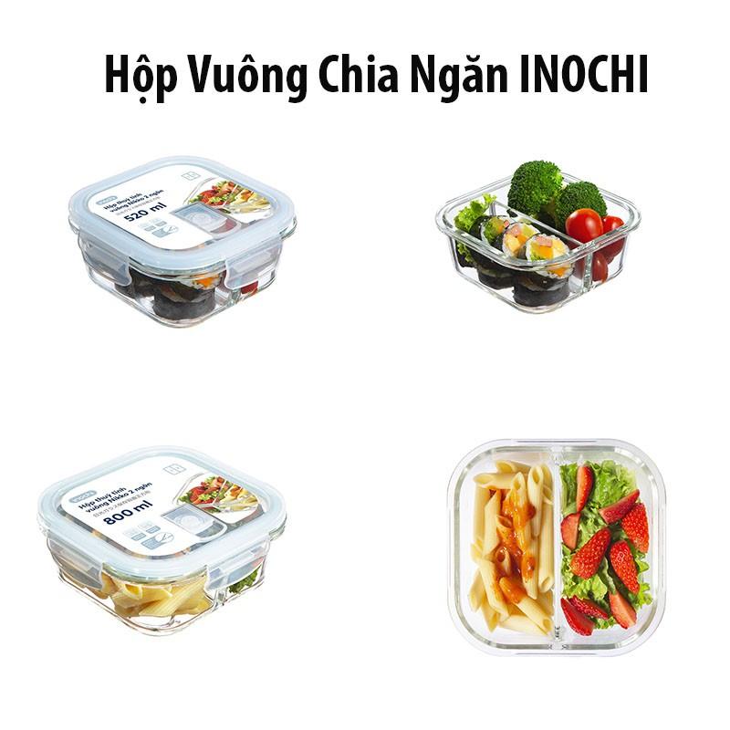 Hộp Thủy Tinh Vuông Đựng Thực Phẩm Tủ Lạnh Chia Ngăn