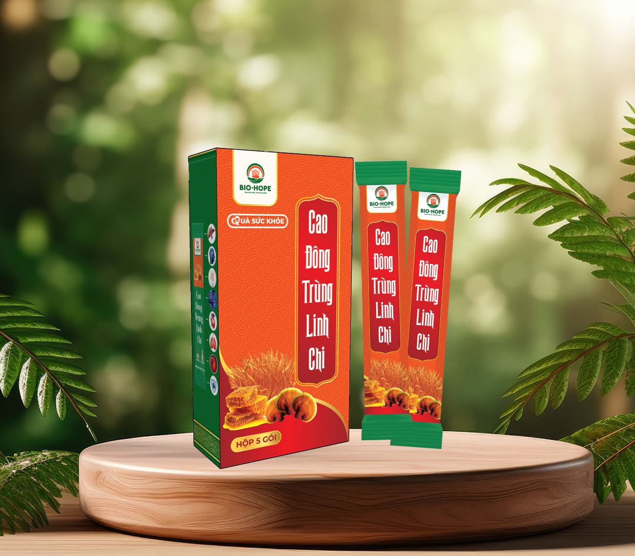 Cao Đông Trùng Hạ Thảo Linh Chi BIO HOPE, Hỗ Trợ Sức Khỏe, Chống Lão Hóa, Ngăn Ngừa Ung Thư, Giảm Stress, Giúp Ngủ Ngon Sâu Giấc - Hộp 5 Gói