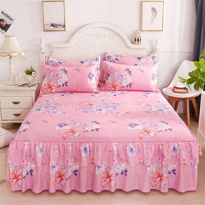 Bộ chăn ga gối hoa hồng BHH006