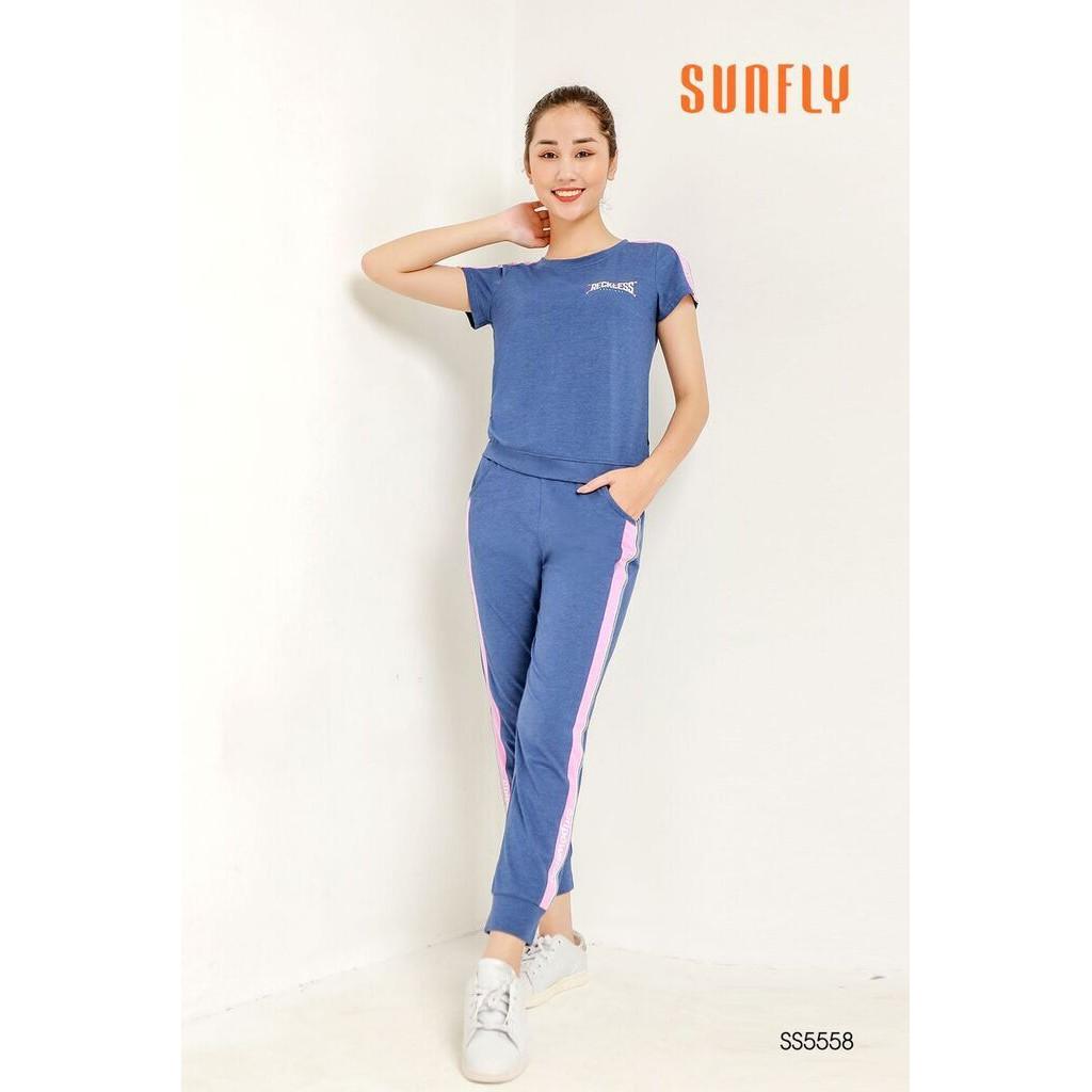 Bộ đồ mặc nhà thể thao SUNFLY áo cộc, quần dài SS5558