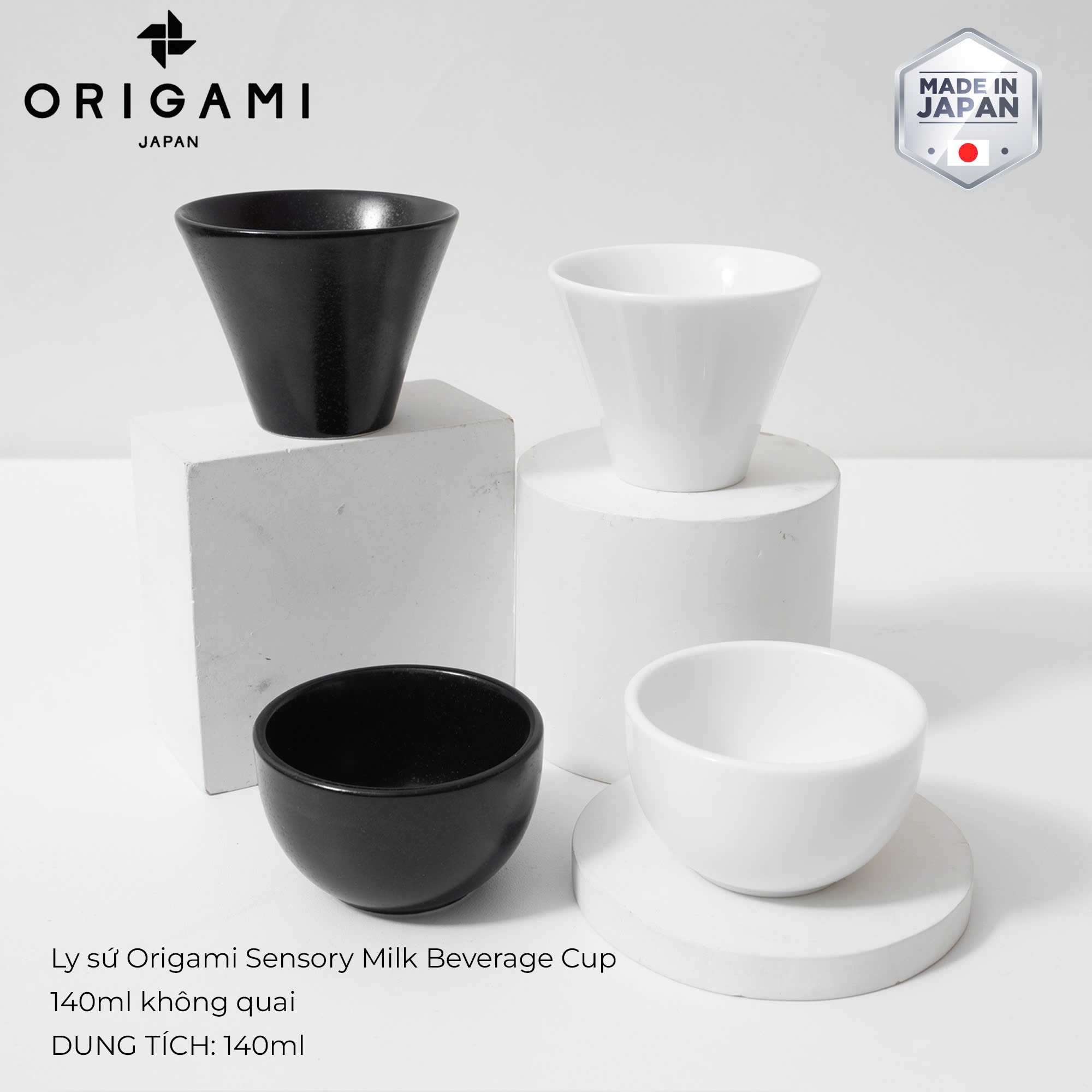 Ly sứ ORIGAMI Sensory Milk Beverage Cup 140ml không quai