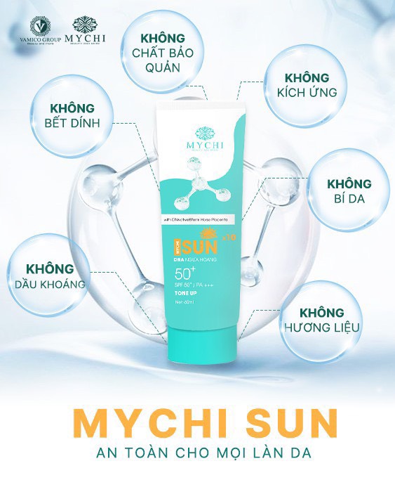 Kem chống nắng Mychi Sun dưỡng trắng da nâng tông dùng cho mọi loại da