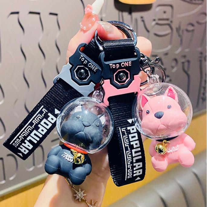 Móc khóa Phi hành gia Chó Pitbull ngầu bá đủ màu PVC loại tốt