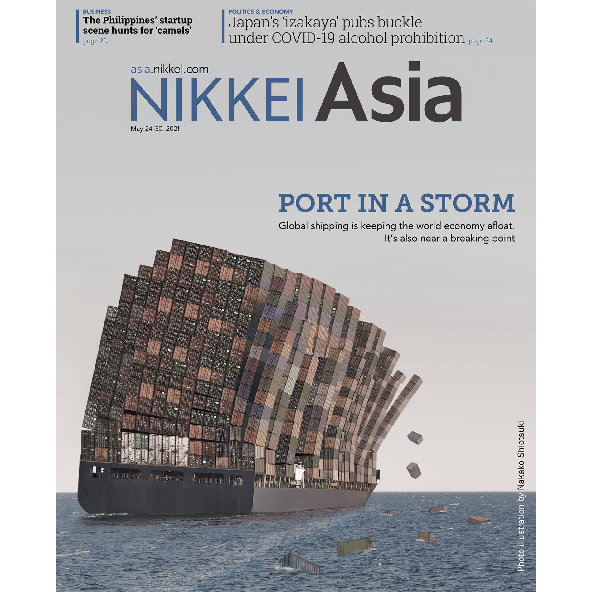 Nikkei Asian Review: Nikkei Asia - 2021: PORT IN A STORM - 21.21 tạp chí kinh tế nước ngoài, nhập khẩu từ Singapore