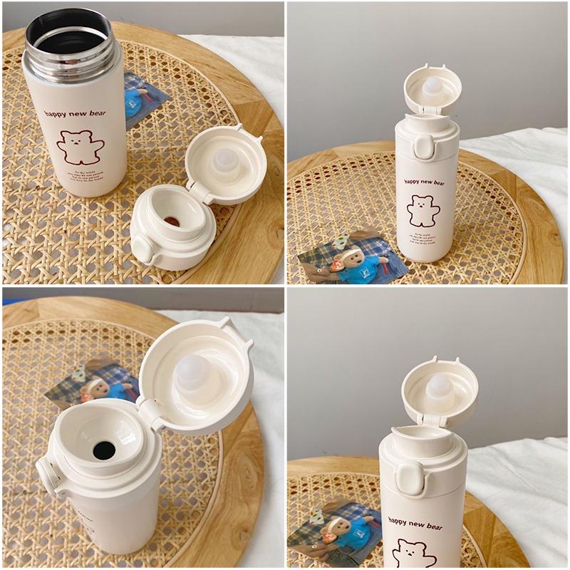 Mới Kawaii Đơn Giản Chịu Nhiệt Chai Dễ Thương Cho Trẻ Em Bình Giữ Nhiệt Chân Không Thép Không Gỉ Giữ Nhiệt Di Động Cách Nhiệt Bình Nước Có Nắp