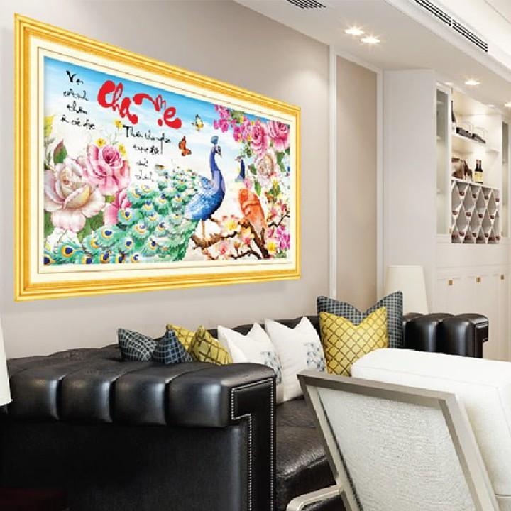 Tranh thêu cha mẹ công hoa hồng LV3160 - kích thước: 83 * 43cm.