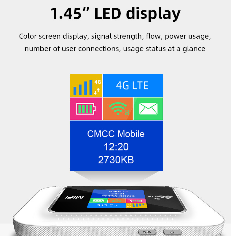 Cục phát wifi từ SIM 4G 3G có màn hình LED màu - AGD921