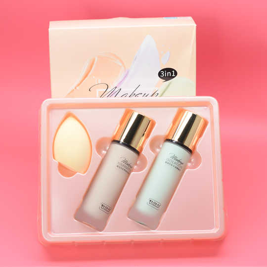 Set trang điểm Makeup HANYAS 3 in 1gồm kem lót,kem nền tặng kèm bông đánh