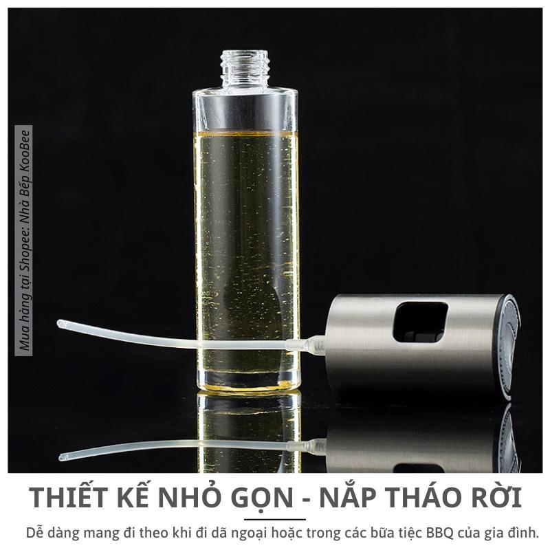 Bình xịt dầu ăn dạng phun sương nắp inox cao cấp dung tích 100ml - Phụ kiện nồi chiên không dầu KooBee