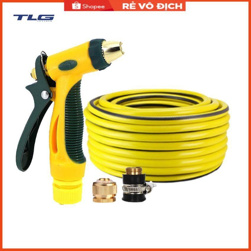 Bộ dây vòi xịt nước rửa xe, tưới cây tăng áp 3 lần,loại 15M (nối đồng nhựa đen) 206317