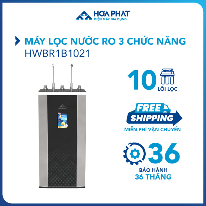 Máy lọc nước RO nóng lạnh 10 lõi Hòa Phát HWBR1B1021 - đạt chuẩn uống trực tiếp tại vòi - bảo hành 36 tháng - Hàng chính hãng