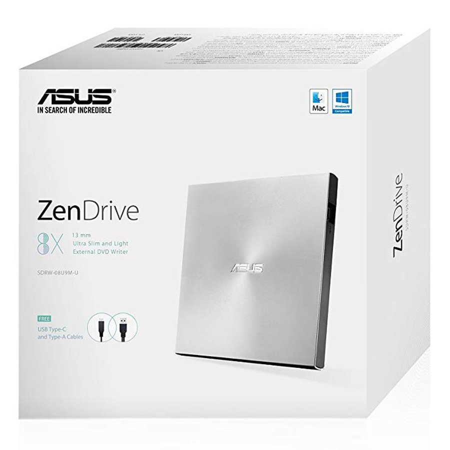 Ổ đĩa quang gắn ngoài Asus SDRW-08U9M-U (Silver) - Hàng Chính Hãng