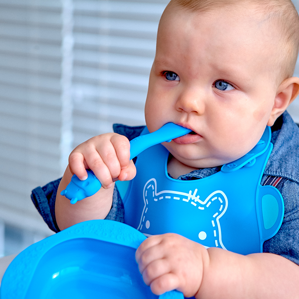 Bộ đồ dùng ăn dặm silicon Baby Marcus & Marcus, cho bé từ 6 tháng