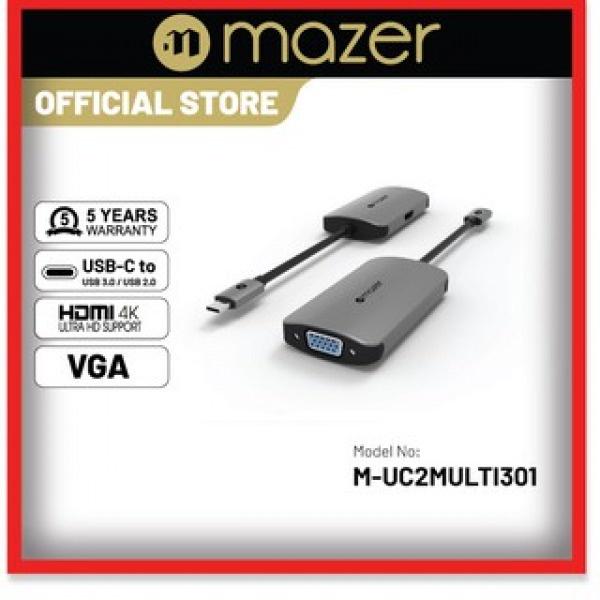 Cổng Chuyển Đổi Mazer USB-C to 4K-HDMI+VGA Dual Display Adapter, Vỏ chất liệu Aluminum giúp giảm thiểu nhiễu điện từ Hàng Chính Hãng