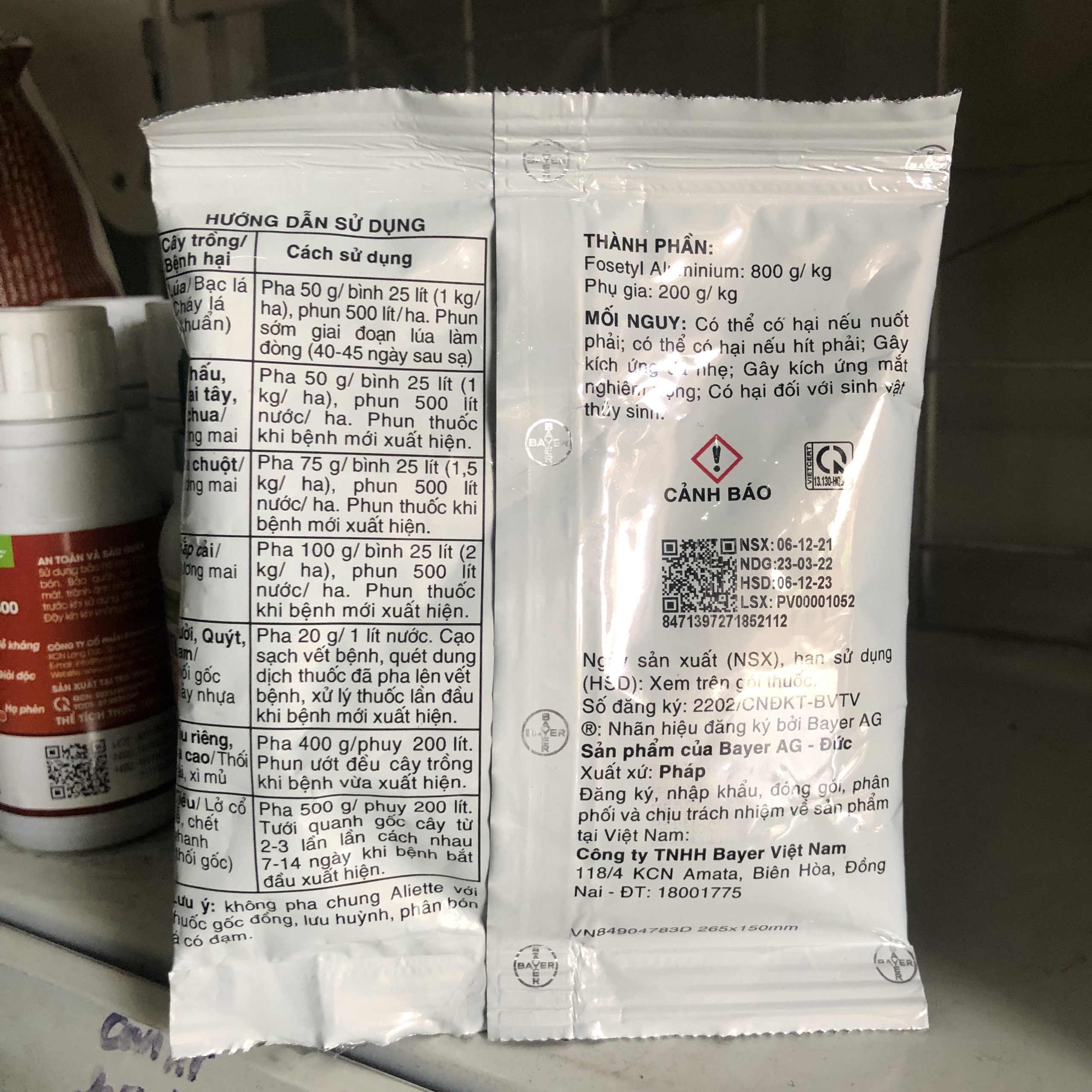 Chế phẩm trừ nấm bệnh cao cấp Aliette 800Wg gói 100g