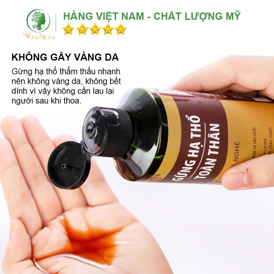 Gừng toàn thân hạ thổ massage giảm đau nhức, lưu thông khí huyết Wonmom 200ml