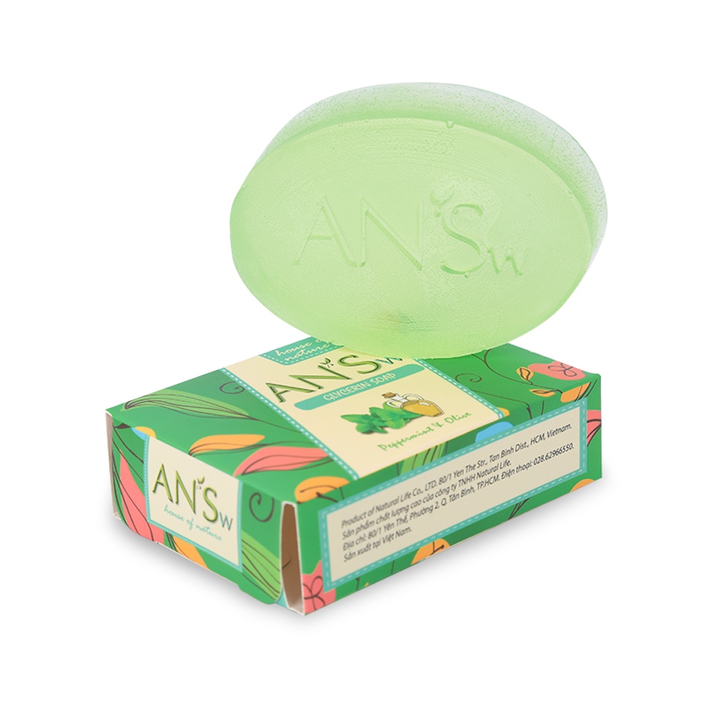 Combo 3 Xà Phòng Thiên Nhiên AN'Sw Tinh Dầu Bạc Hà Trà Xanh 100g