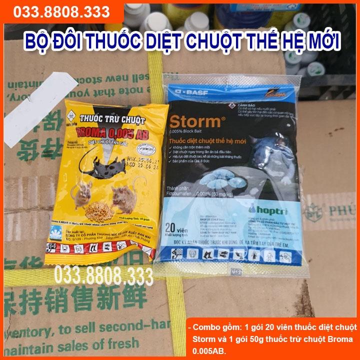 BỘ ĐÔI DIỆT CHUỘT THẾ HỆ MỚI GỒM KẸO CHUỘT ( 20 VIÊN )  VÀ THÓC CHUỘT BROMA 50G