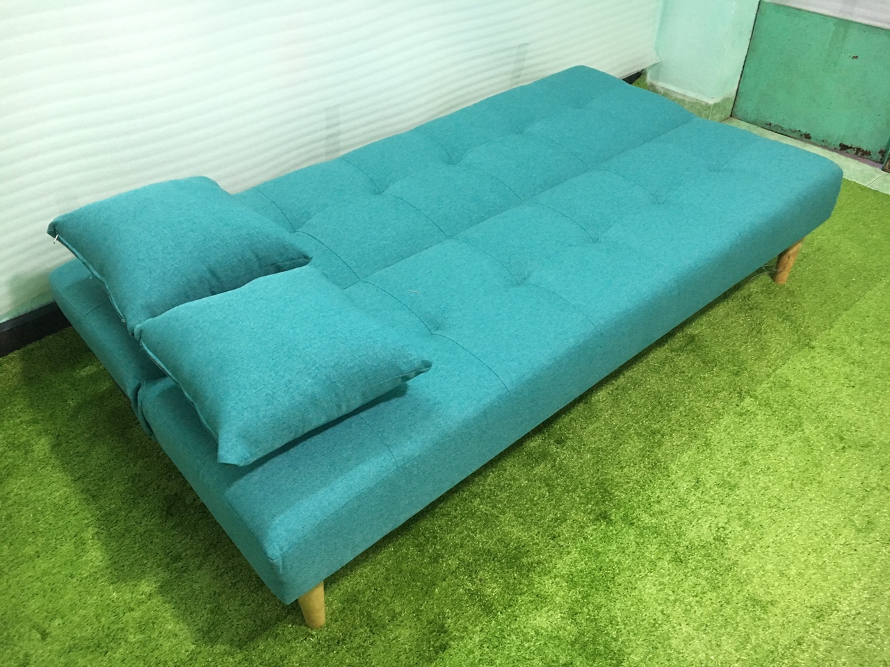 Sofa bed xanh ngọc bố XNB 1m7x90, sofa giường phòng khách, salon, sopha, sa lông, sô pha