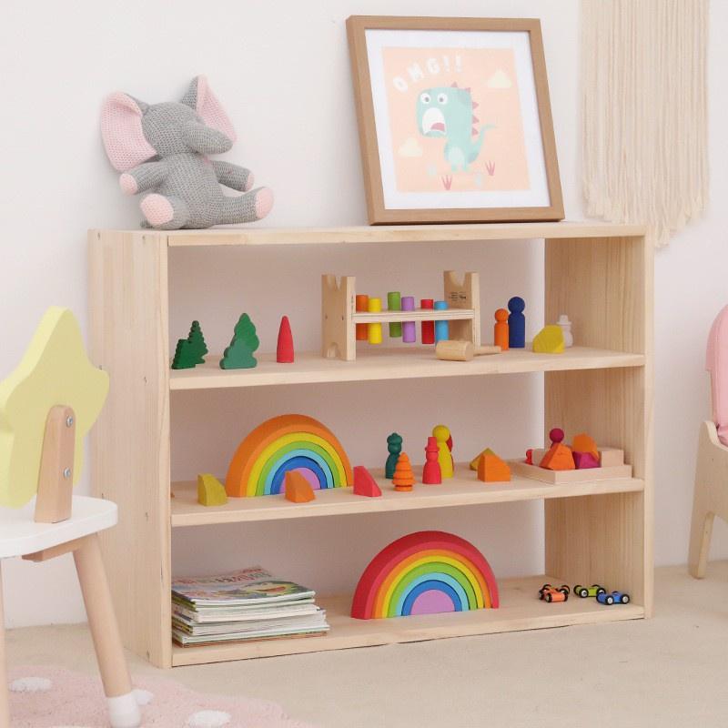 Kệ montessory Đựng Đồ Chơi giá sách Cho Bé, Đồ Dùng Trẻ Em, Bỉm Sữa,Sách Vở Chất Liệu Gỗ Thông tự nhiên