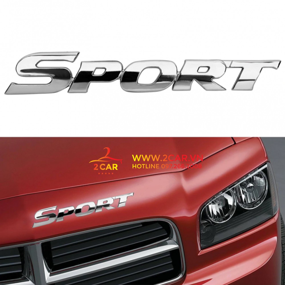 Chữ nổi SPORT dán xe ô tô - Mẫu chữ màu trắng