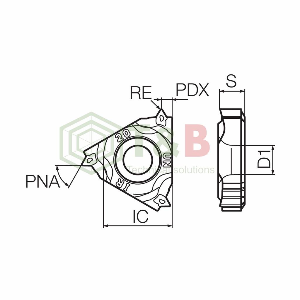 Mảnh Tiện Ren Phủ PVD Kyocera Model 22ERN55 PR1115